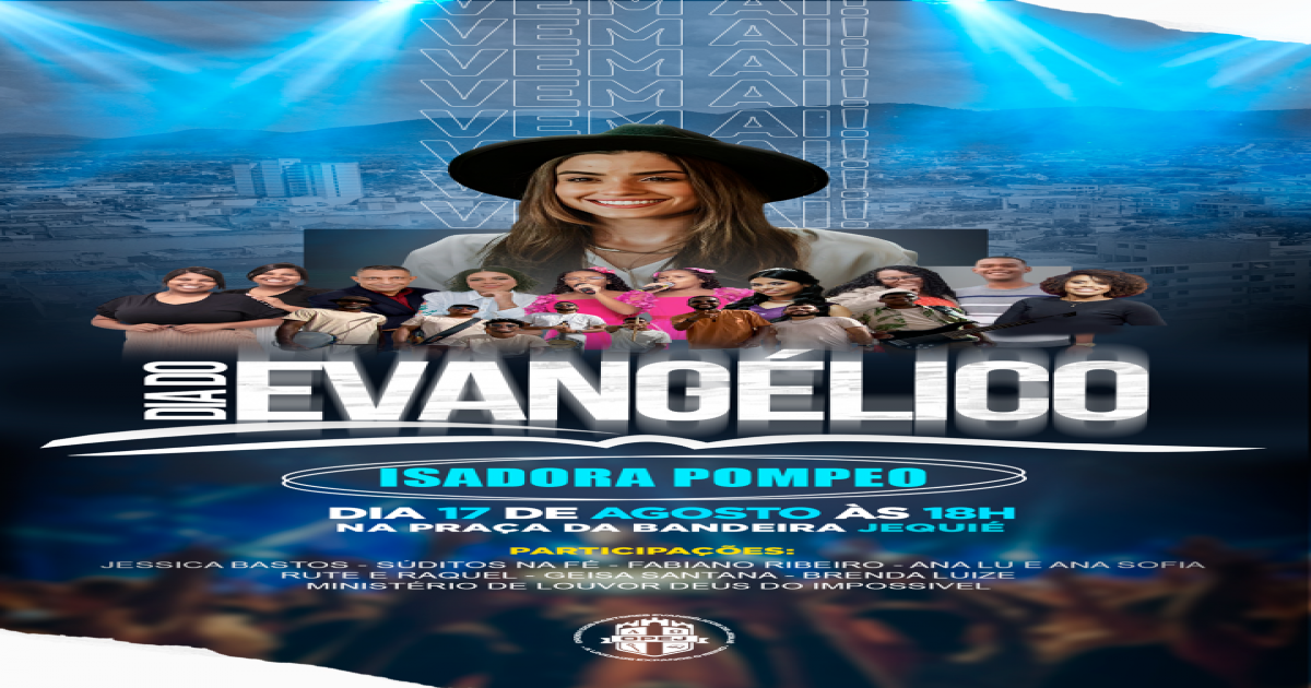 Dia do Evangélico 2024 será comemorado neste sábado na Prça com show da cantora Isadora Pompeo