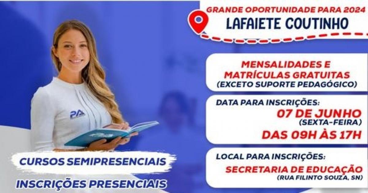 Prefeitura de Lafaiete Coutinho disponibilizará 120 cursos profissionalizante a população