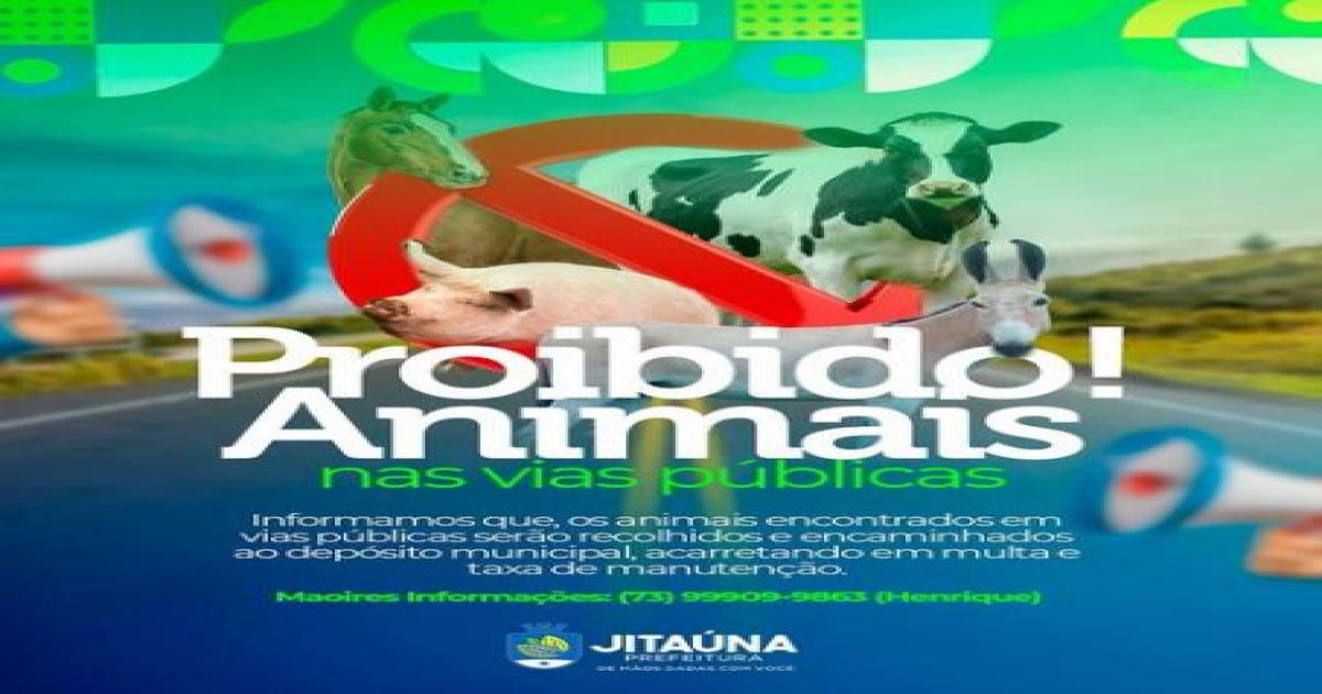 Secretaria de Serviços Públicos informa que fica proibida a permanência de animais soltos na área urbana