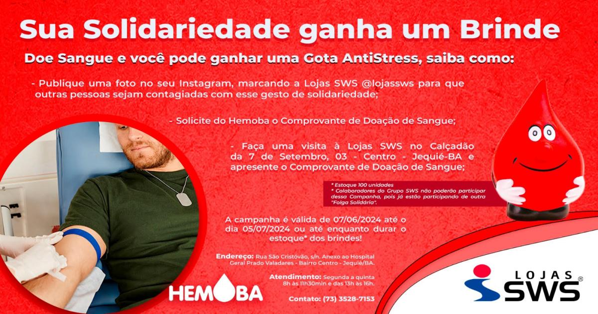 Doe Sangue, Salve Vidas: sua Solidariedade ganha um brinde!