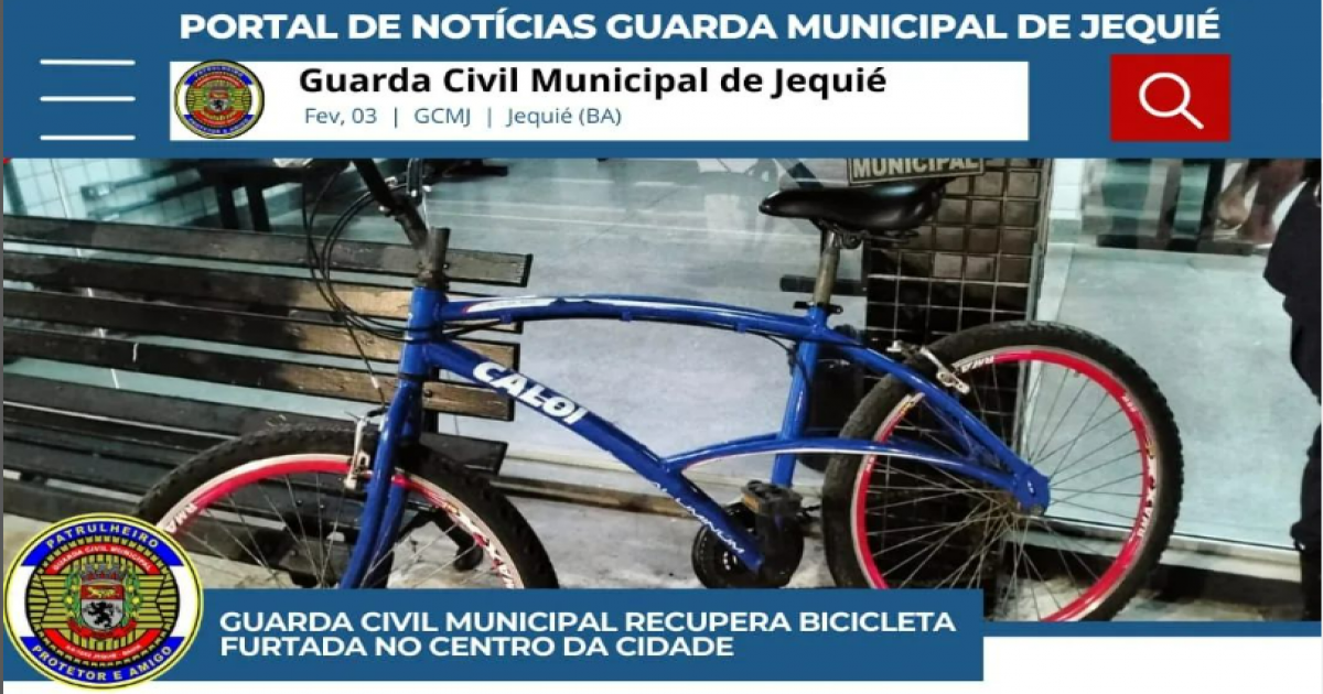 Guarda Civil Municipal recupera bicicleta furtada no centro da cidade.