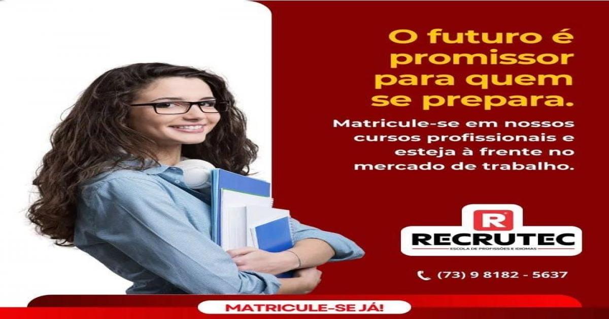 Com a Recrutec Cursos, você pode se preparar para conquistar novas oportunidades. B