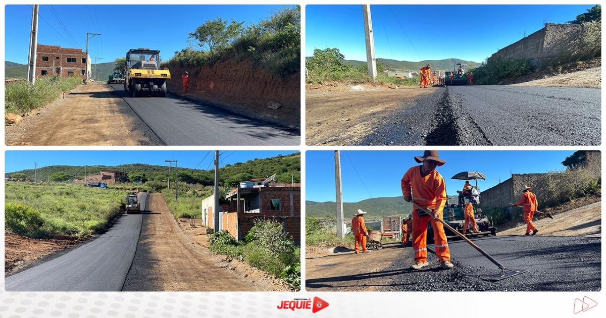 Obras de pavimentação da Prefeitura de Jequié chegam a novas ruas do Loteamento Santa Luz