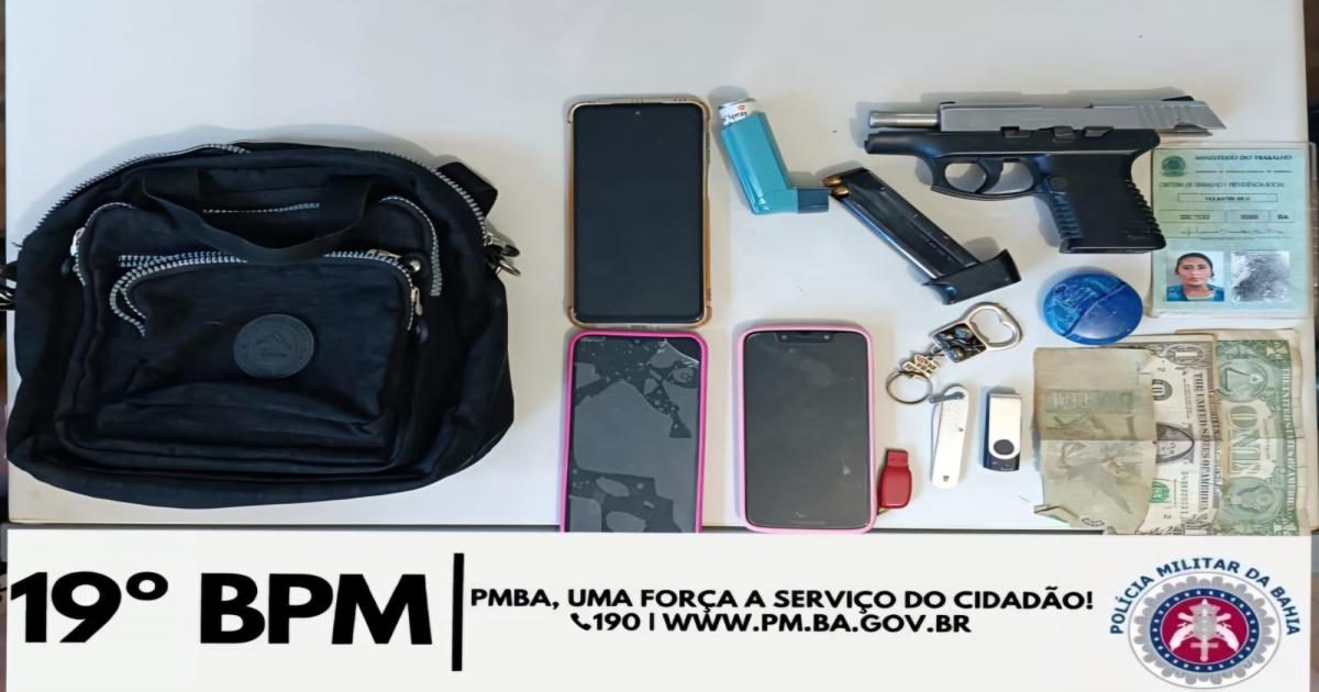 Mulher detida no Alto do Amor com bolsa furtada e uma arma de fogo