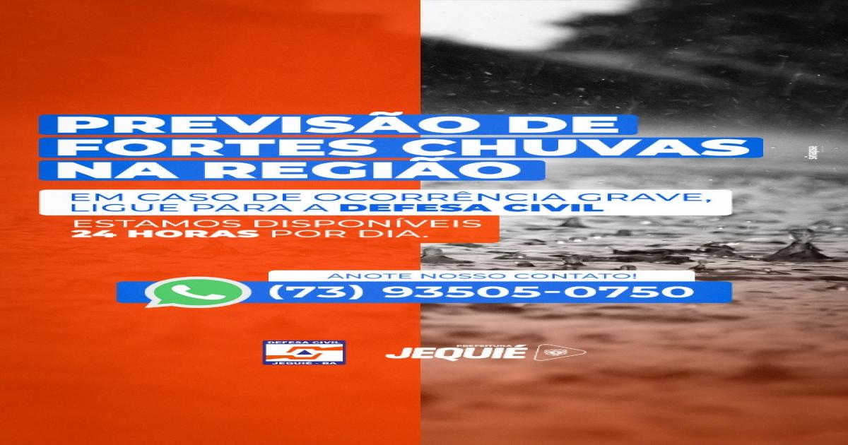 Instituto Nacional de Meteorologia emite alerta laranja para chuvas em Jequié