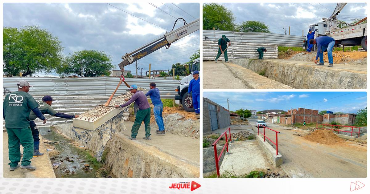 Prefeitura de Jequié realiza instalação de pontes sobre os canais pluviais da Rua da Banca, Loteamento Flamboyant e do Pompílio Sampaio
