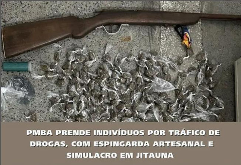 Polícia Militar apreende arma artesanal, simulacro e drogas em Jequié