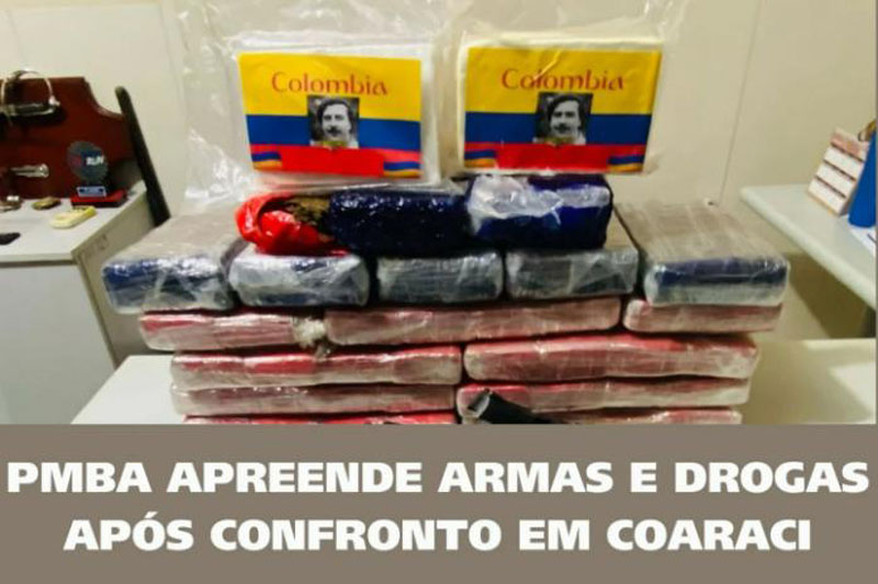 Bandido morre em confronto com a PM em Coaraci, drogas tinham a foto de Pablo Escobar