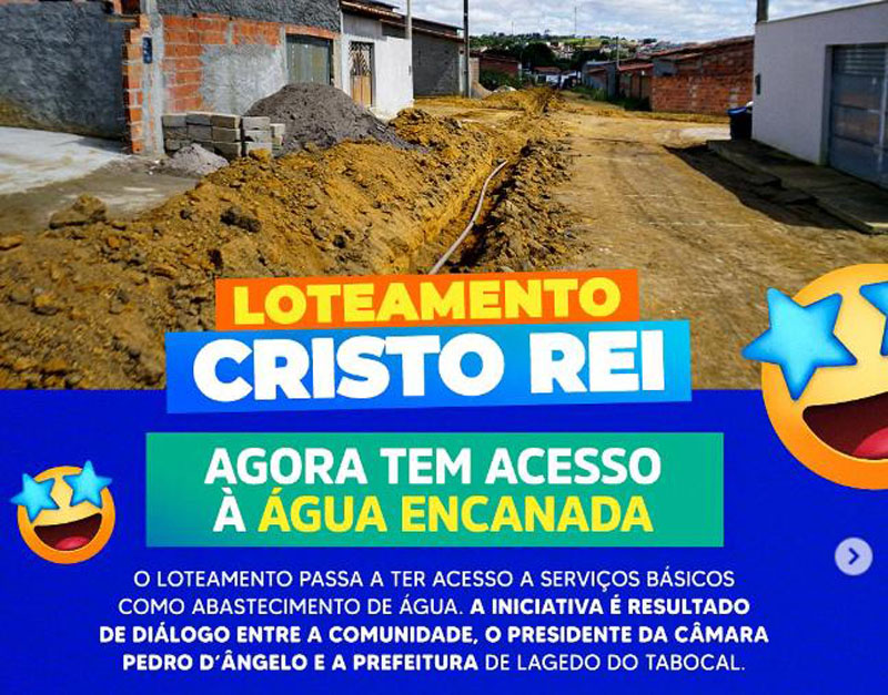Lagedo do Tabocal | Embasa amplia saneamento básico para o Loteamento Cristo Rei
