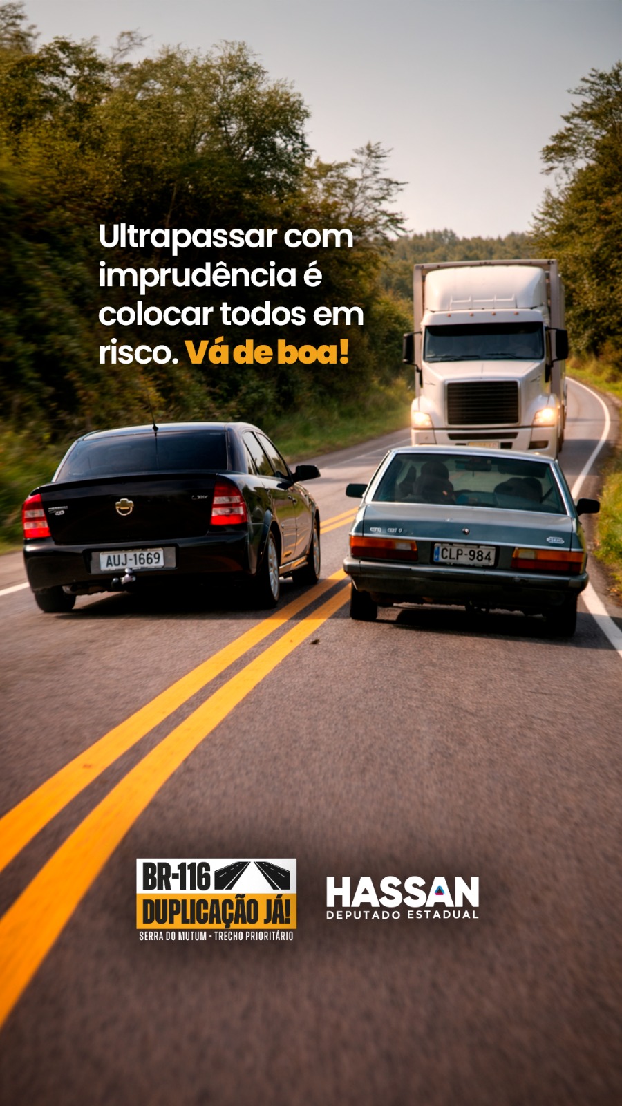 Deputado Hassan alerta motoristas para prevenir acidentes nas estradas