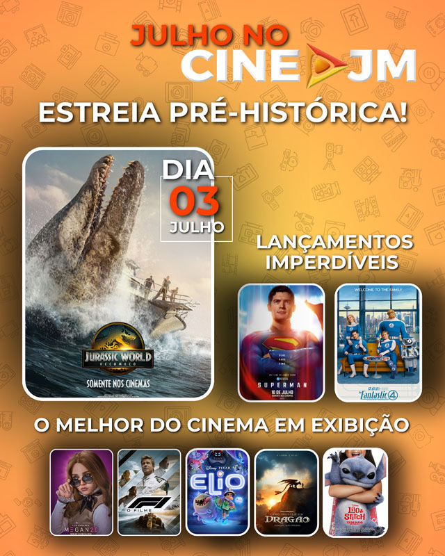 SEGUNDO SEMESTRE COMEÇA PRÉ-HISTORICO NO CINE SÃO JOSÉ COM JURASSIC WORLD - RECOMEÇO