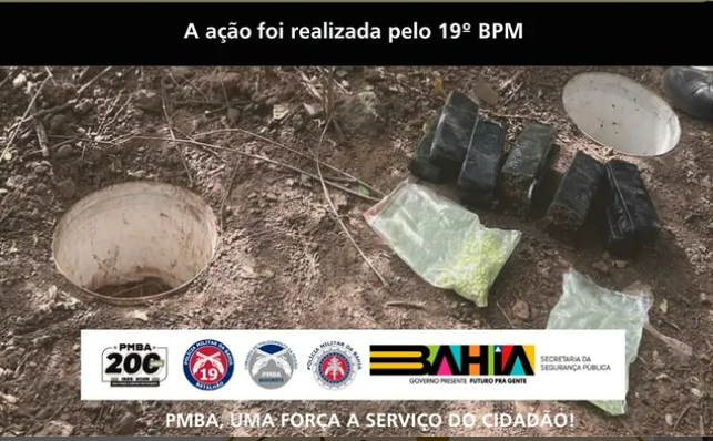 Jequié | PM encontra drogas enterradas dentro de um balde no bairro Mandacaru