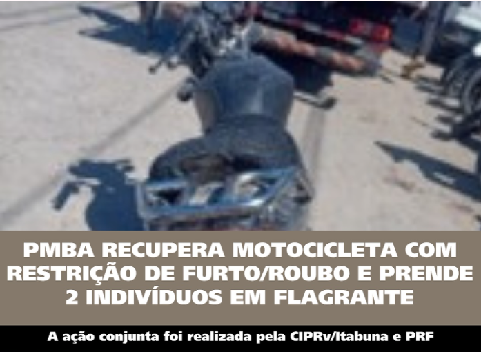 Polícia recupera moto furtada e prende dois homens em Posto da Mata
