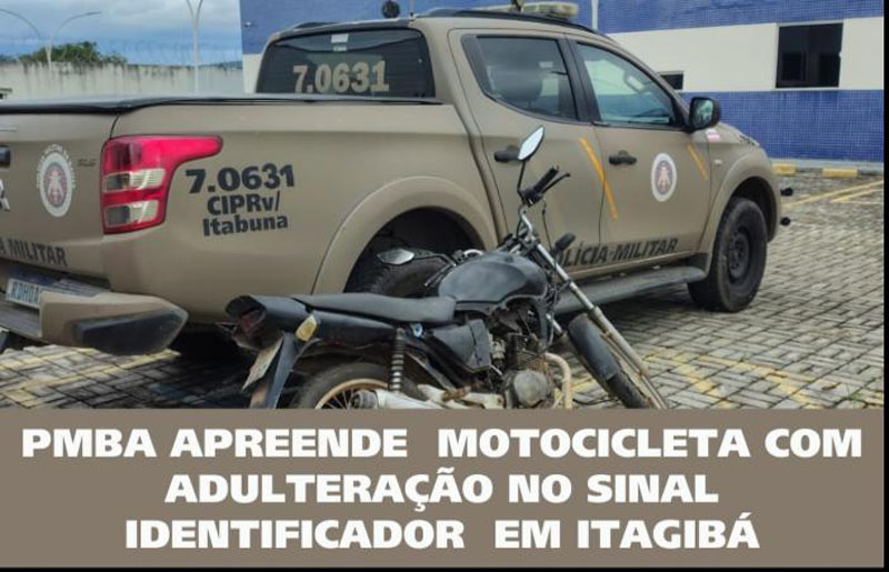 Polícia Rodoviária apreende moto adulterada na BA-130 entre Itagibá e Dário Meira