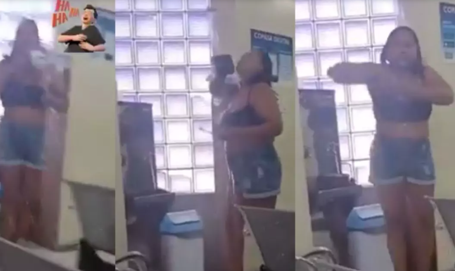 Sem água em casa, mulher toma banho com água de bebedouro de posto da Copasa Sem água em casa, mulher toma banho com água de bebedouro de posto da Copasa