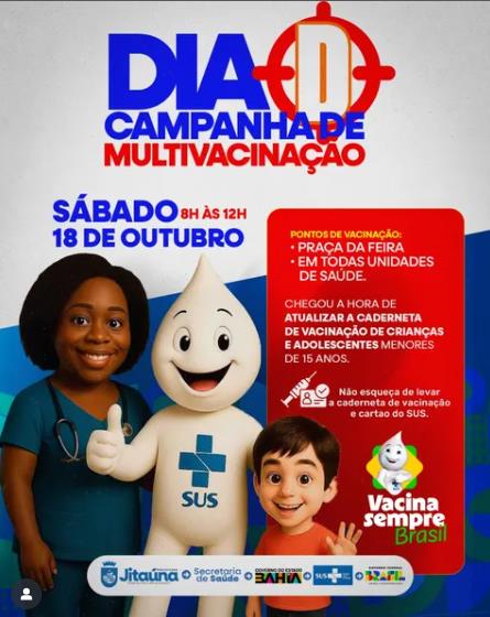 Sábado dia 18, é Dia D da Campanha Nacional de Multivacinação em Jitaúna
