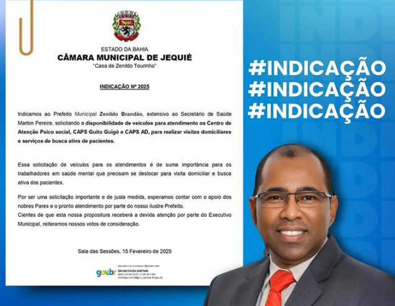 Vereador Gilvan solicitou construção de USF para o bairro Caixa Dágua e novos veículos para os CAPs