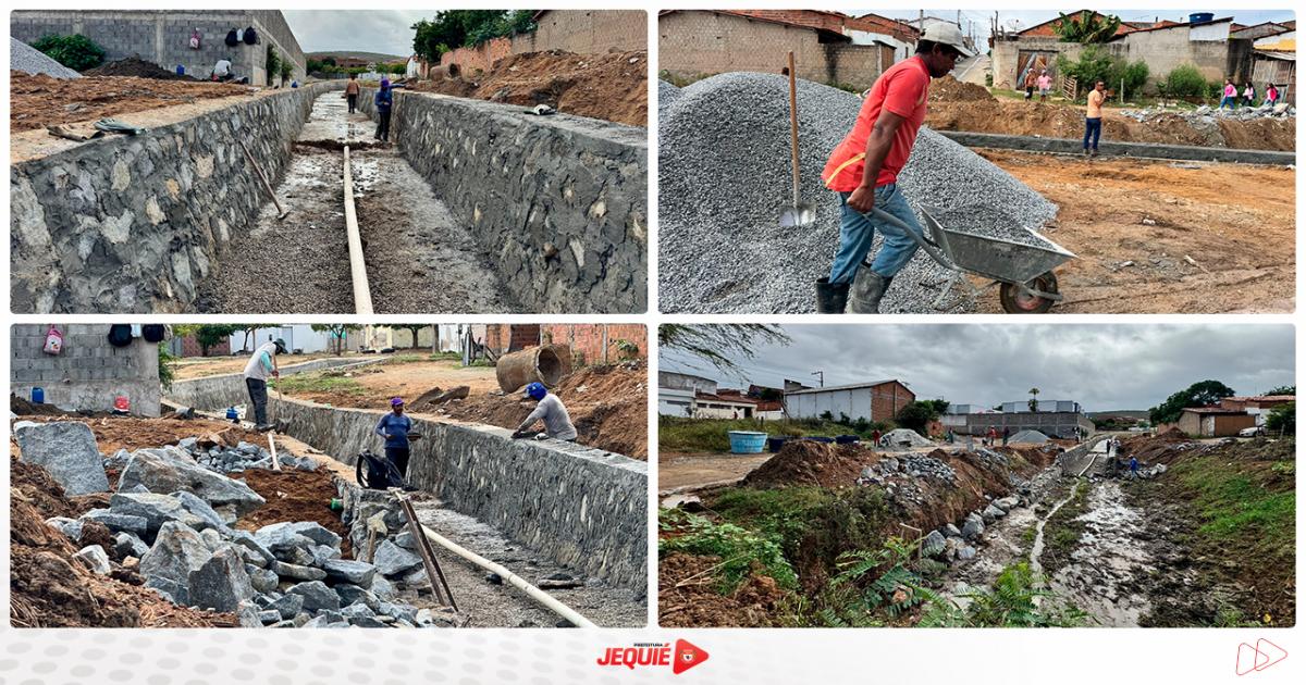 Prefeitura de Jequié avança com obras de drenagem pluvial no Brasil Novo e novas contenções de encostas no Joaquim Romão