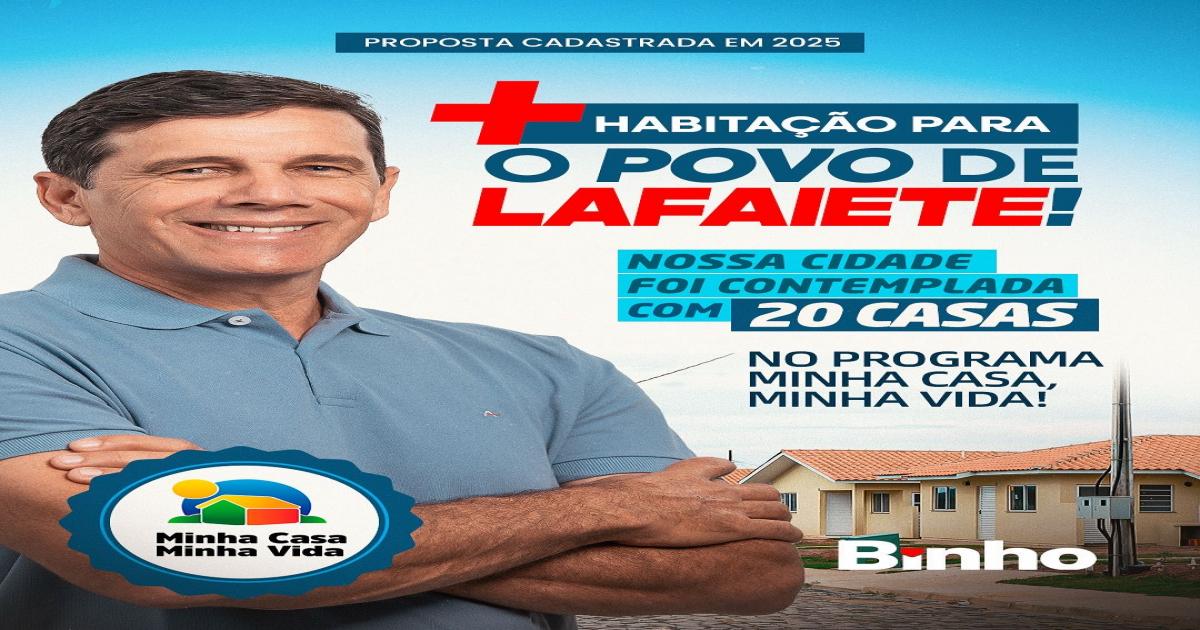 Lafaiete é contemplada com 20 novas casas pelo programa Minha Casa, Minha Vida Lafaiete é contemplada com 20 novas casas pelo programa Minha Casa, Minha Vida
