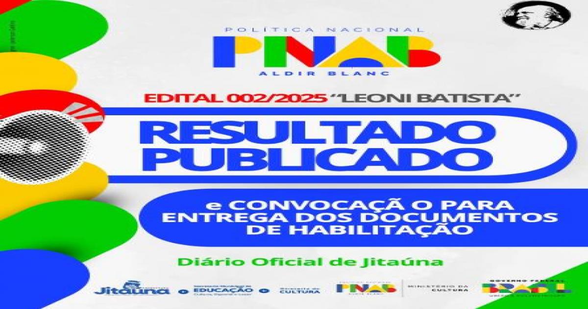 Resultado Preliminar da Seleção de Projetos da PNAB Jitaúna e divulgado