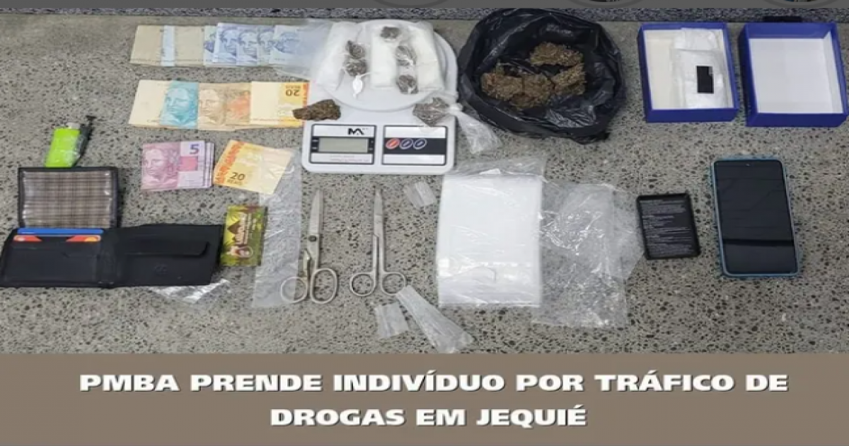 Polícia apreende drogas e prende suspeito durante ocorrência de perturbação do sossego em Jequié