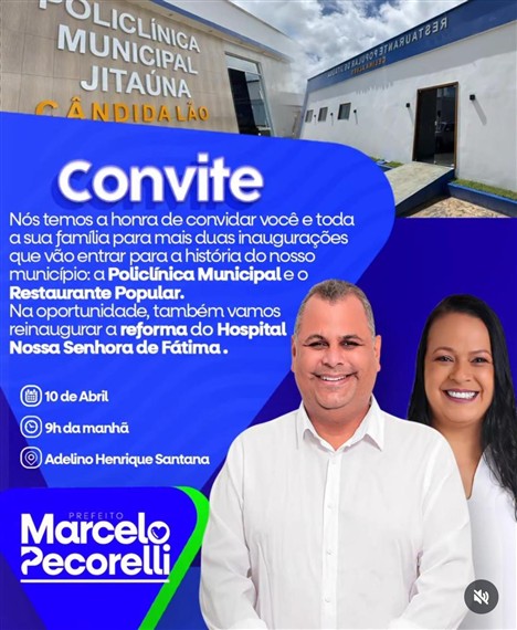 Prefeitura de Jitaúna anuncia inaugurações da Policlínica Municipal e do Restaurante Popular no Bairro Adelino Henrique