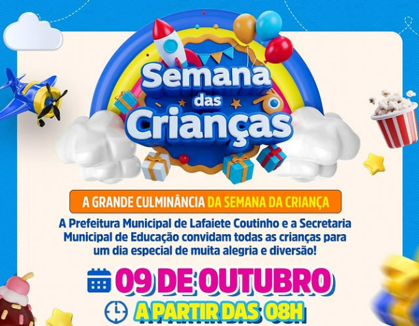 Prefeitura de Lafaiete Coutinho prepara programação especial para as crianças nesta sexta-feira Prefeitura de Lafaiete Coutinho prepara programação especial para as crianças nesta sexta-feira
