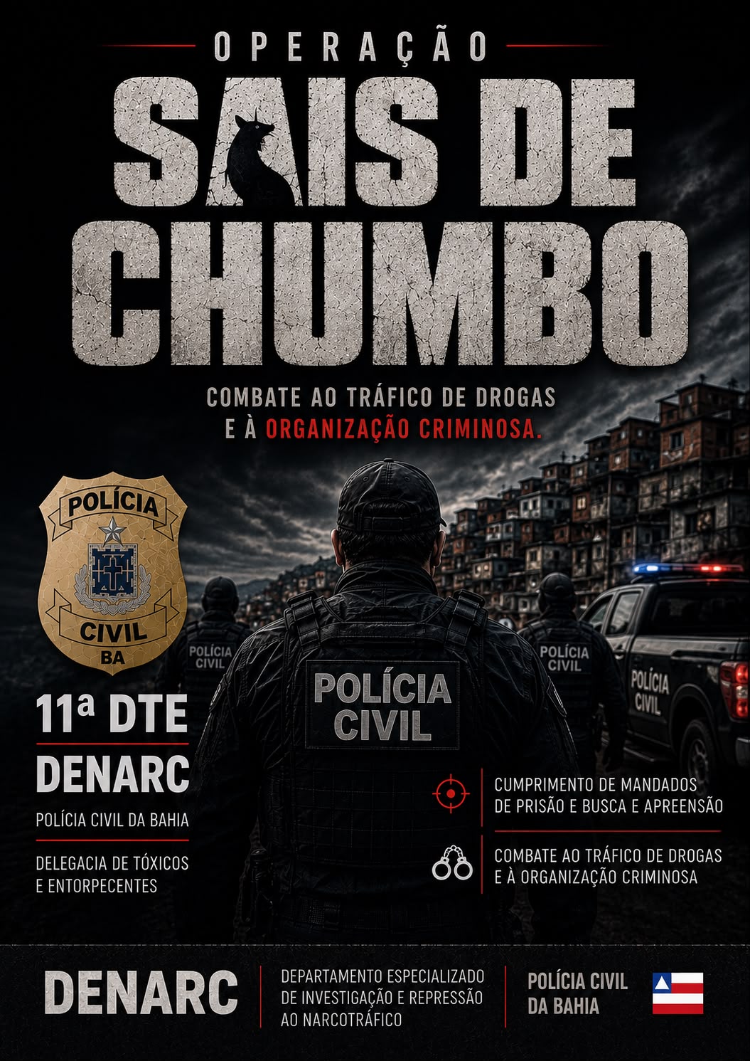 POLÍCIA CIVIL DA BAHIA DEFLAGRA OPERAÇÃO SAIS DE CHUMBO CONTRA ORGANIZAÇÃO CRIMINOSA EM JEQUIÉ