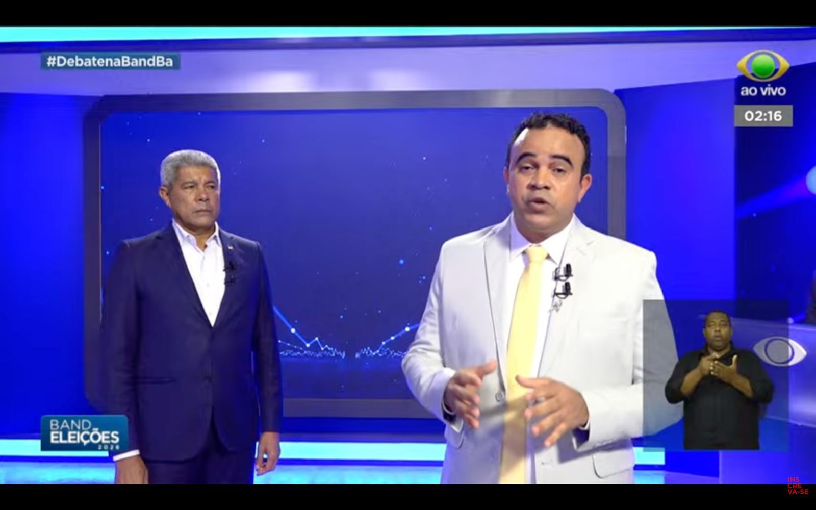Jerônimo Rodrigues foge de ACM Neto em primeira pergunta no confronto direto do debate da Band Bahia