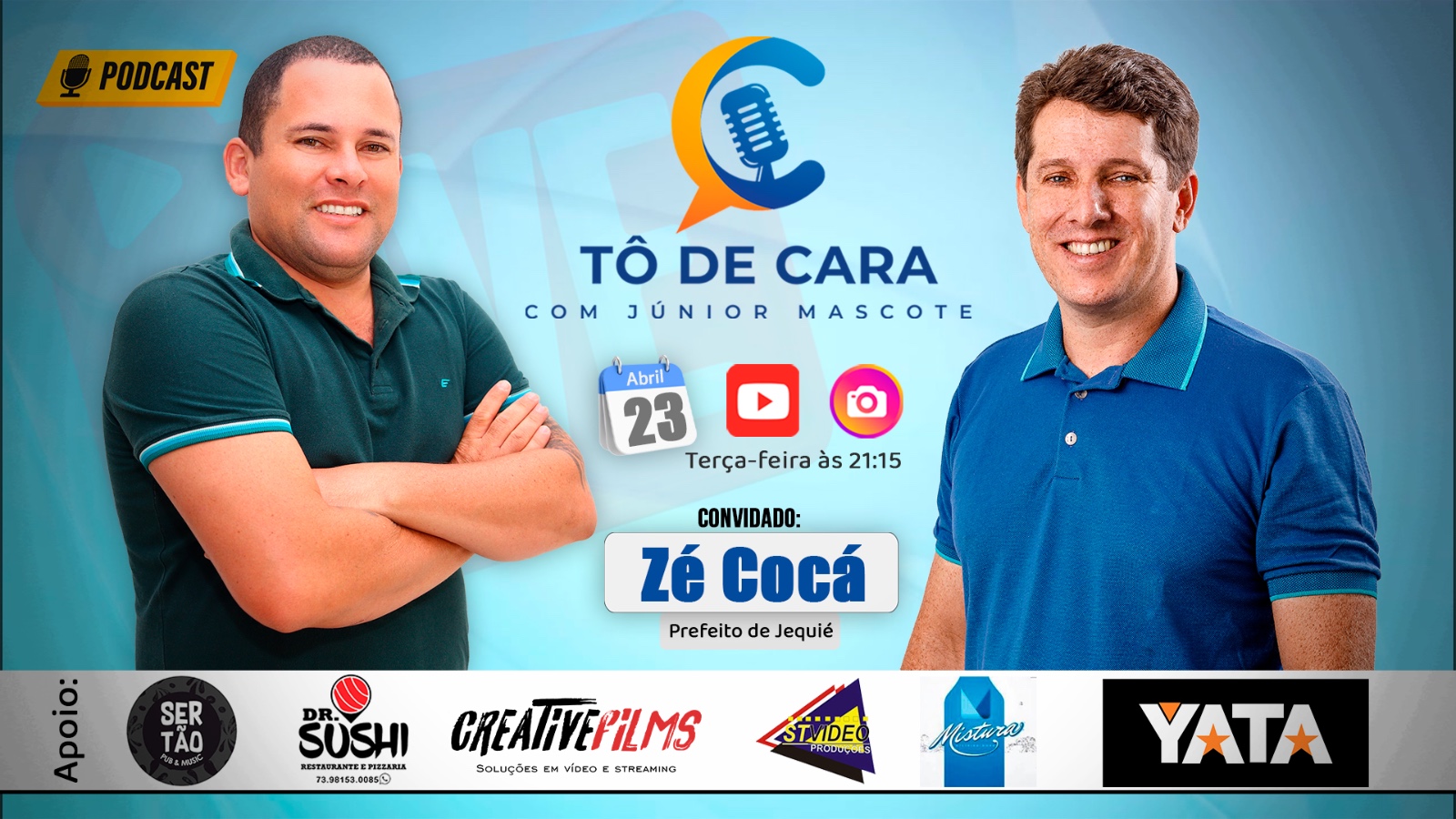 Assista a entrevista de Zé Cocá no Podcast Tô de Cara com Junior Mascote