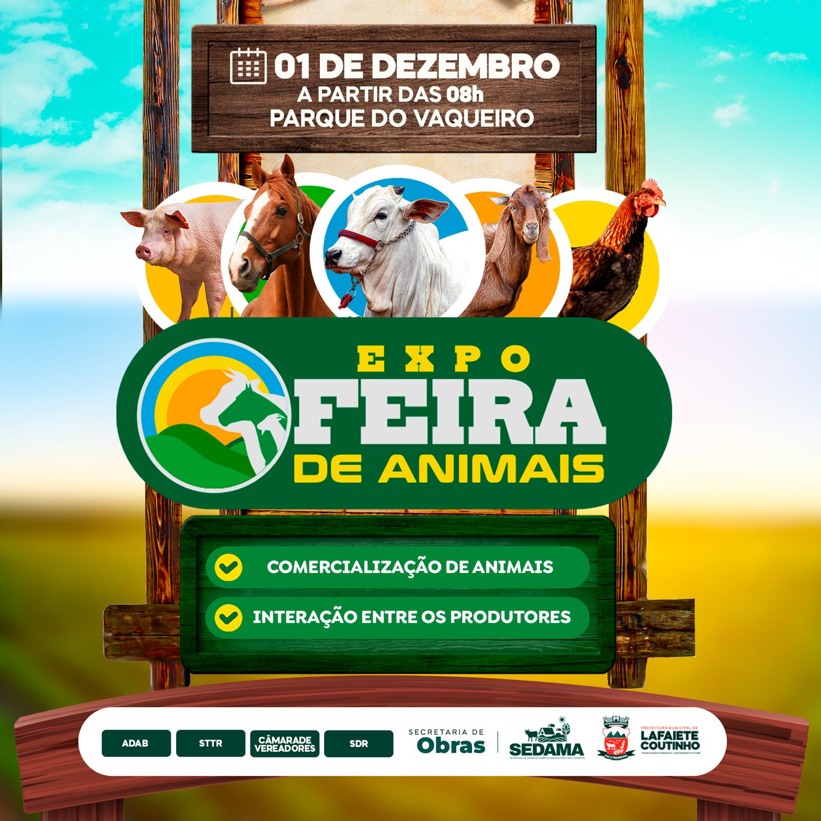 LAFAIETE COUTINHO l Expo Feira de Animais vai movimentar a cidade neste domingo