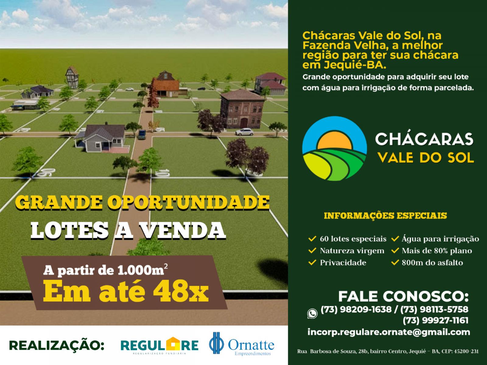 Venha morar na Chácaras Vale do Sol, lotes já a venda