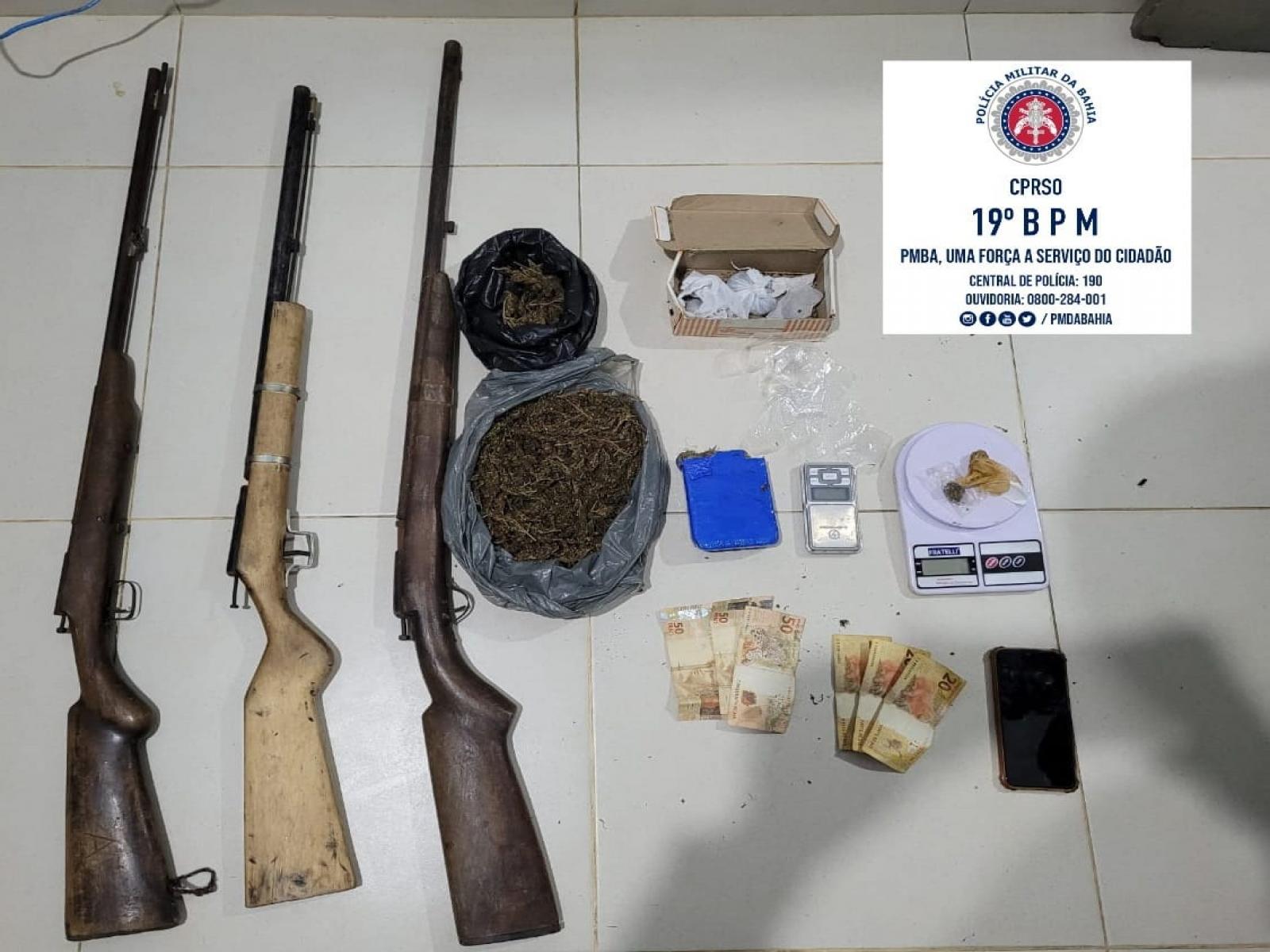 Jaguaquara: operação conjunta das policias militar e civil prendeu mulher com drogas e armas na zona rural