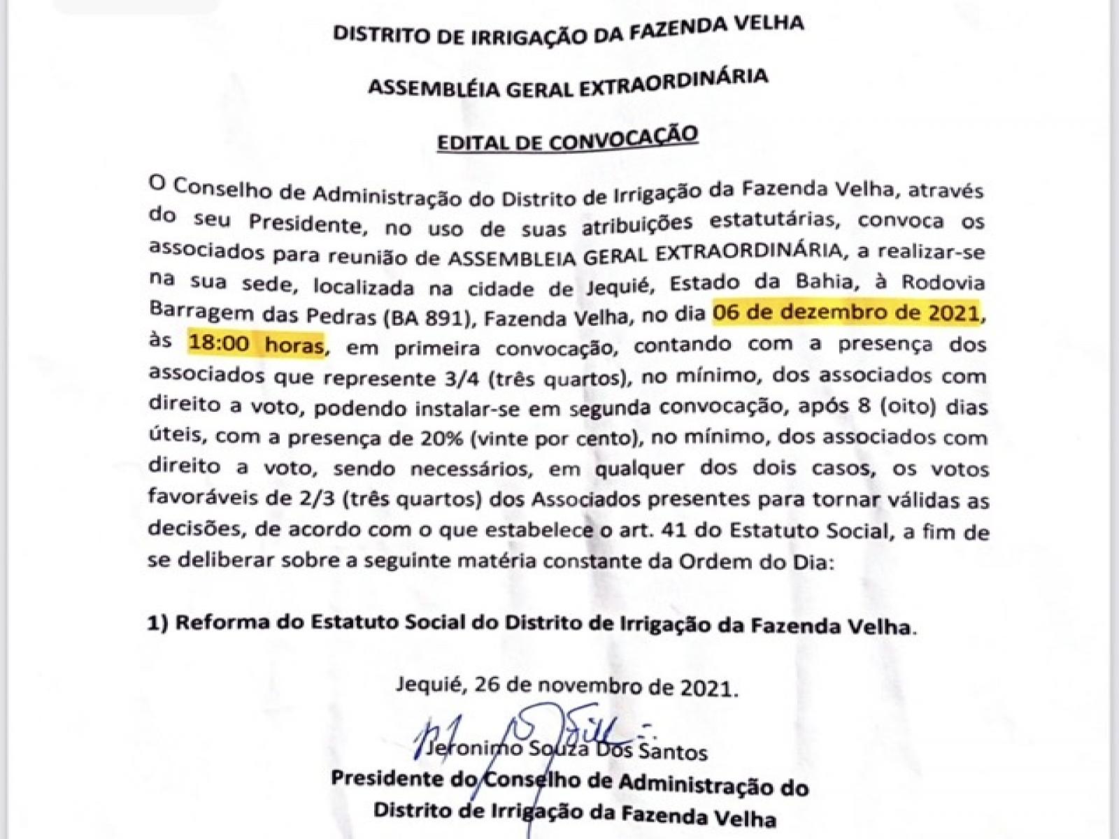Edital de convocação Edital de convocação