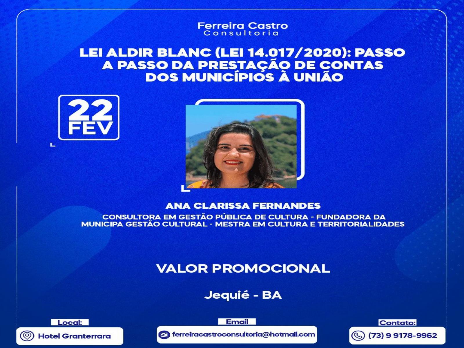 Curso inédito na Bahia de Passo a passo para prestação de recursos da Lei Aldir Blanc