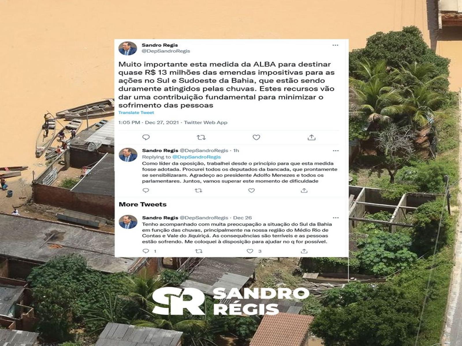 Medida muito importante, diz Sandro Régis sobre destinação de R$ 12,6 milhões em emendas para Sul e Sudoeste da Bahia