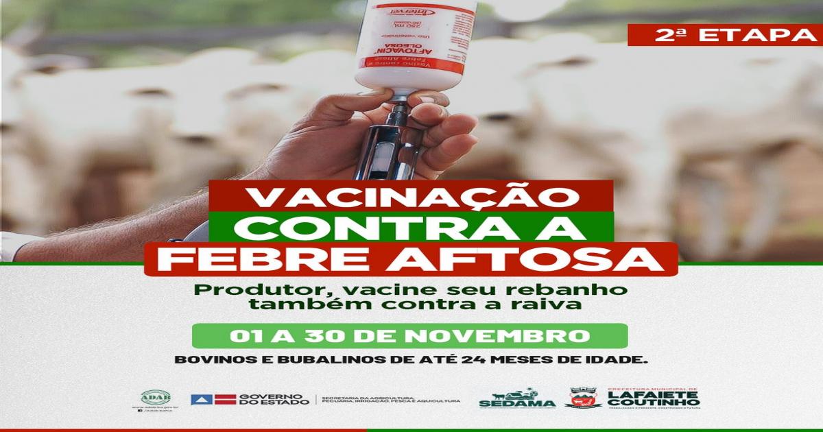 Lafaiete Coutinho: prefeitura intensifica campanha contra febre aftosa