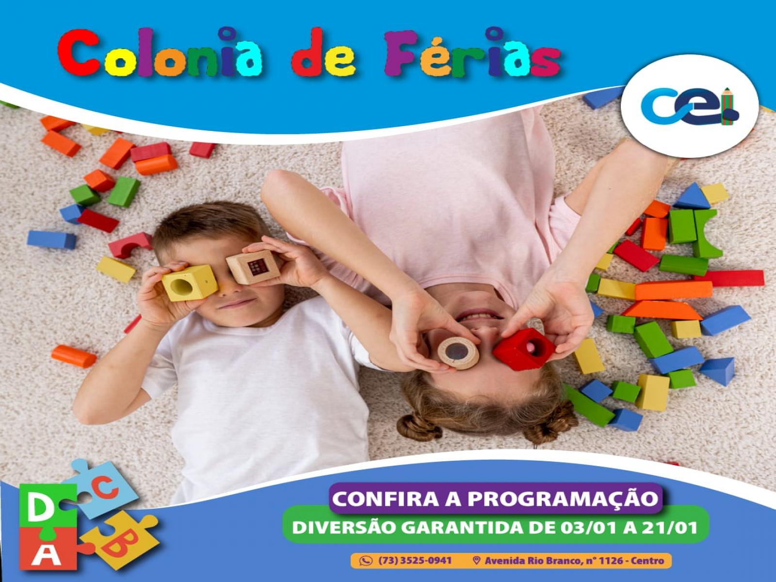 COLÔNIA DE FÉRIAS É NO CEI.