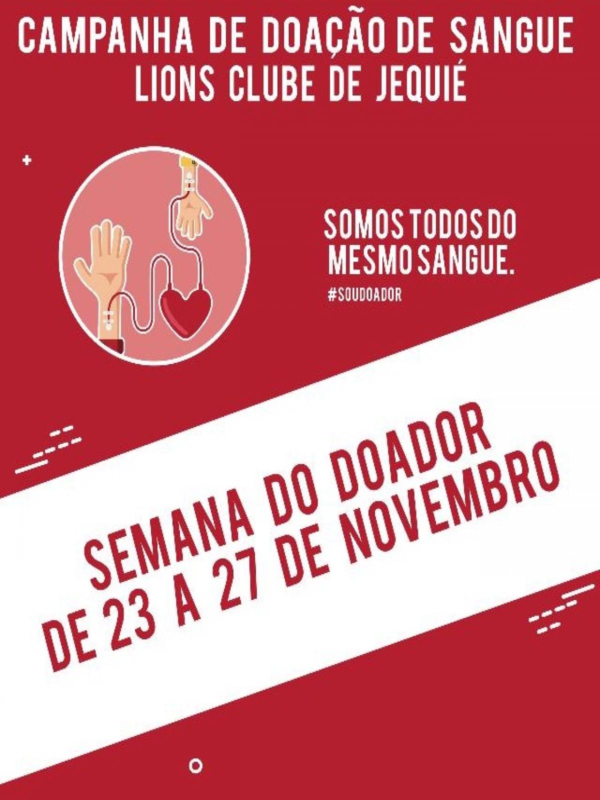Lions Clube Jequié realiza campanha na semana do doador de sangue