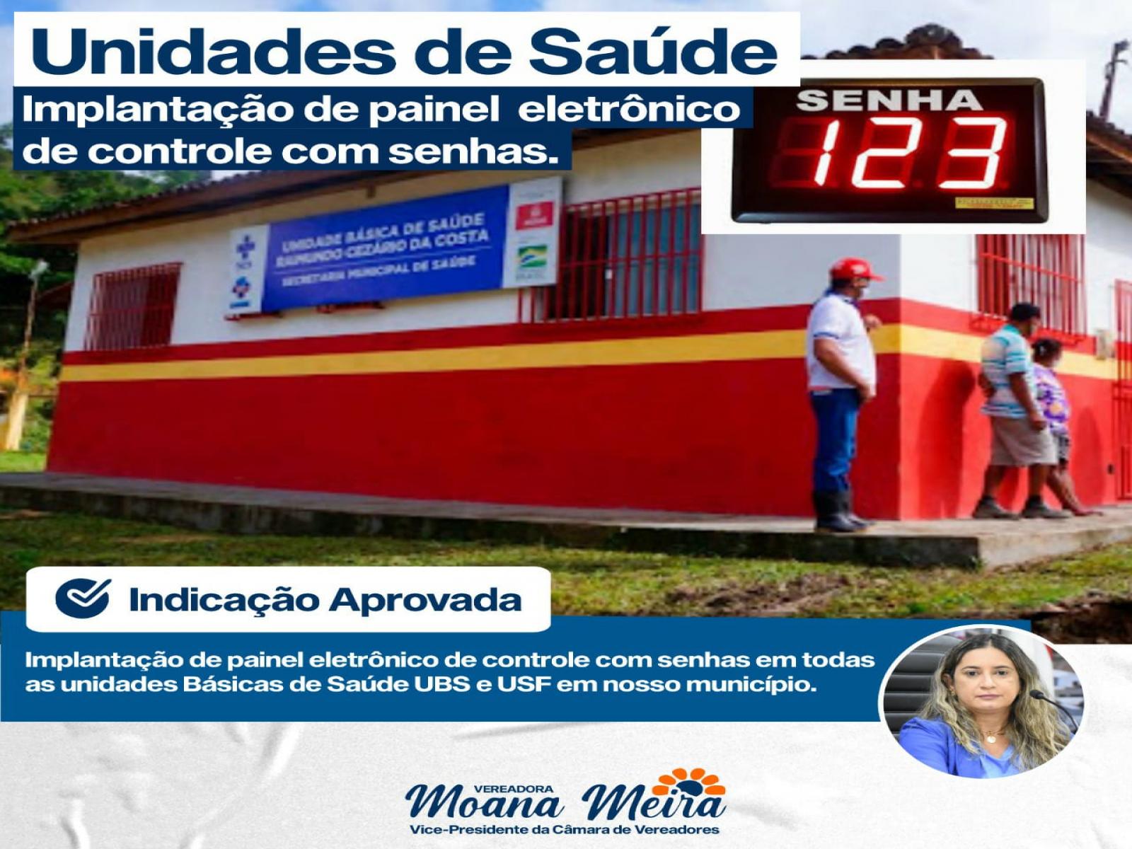 Vereadora Moana Meira reivindica a implantação de painéis eletrônicos nas unidades de saúde de Jequié