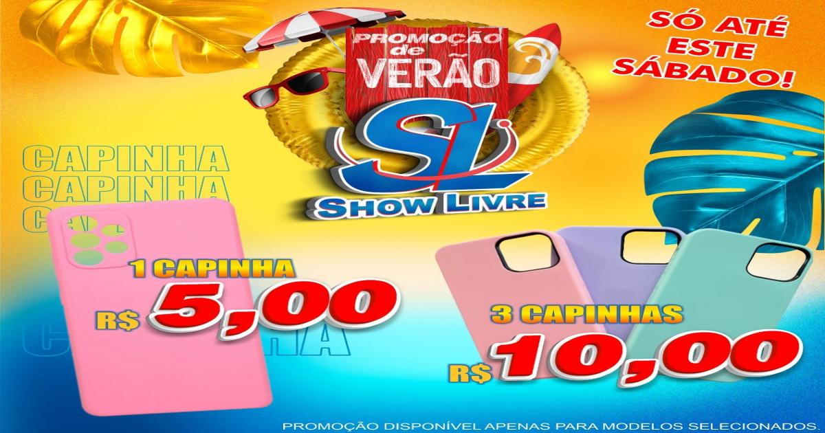 Na Show Livre 3 capinhas para celular é só R$ 10,00.