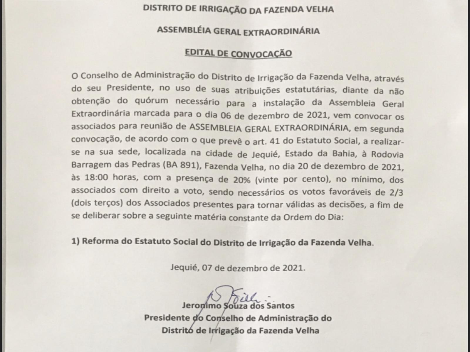 Edital de convocação