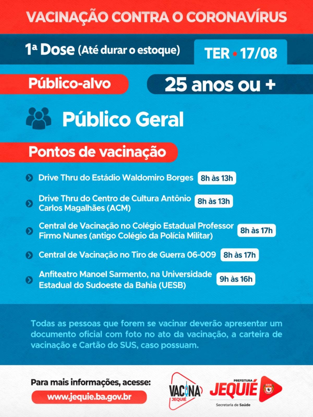Vacinação contra a COVID 19 para pessoas com 25 anos de idade