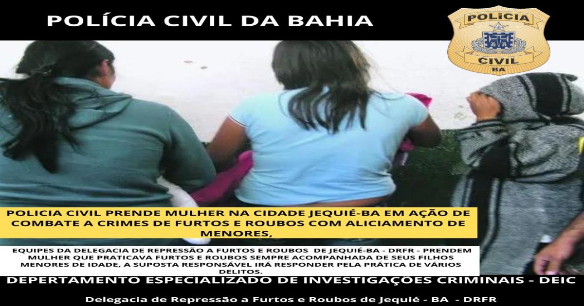 Mulher usava os filhos para praticar furtos na cidade de Jequié