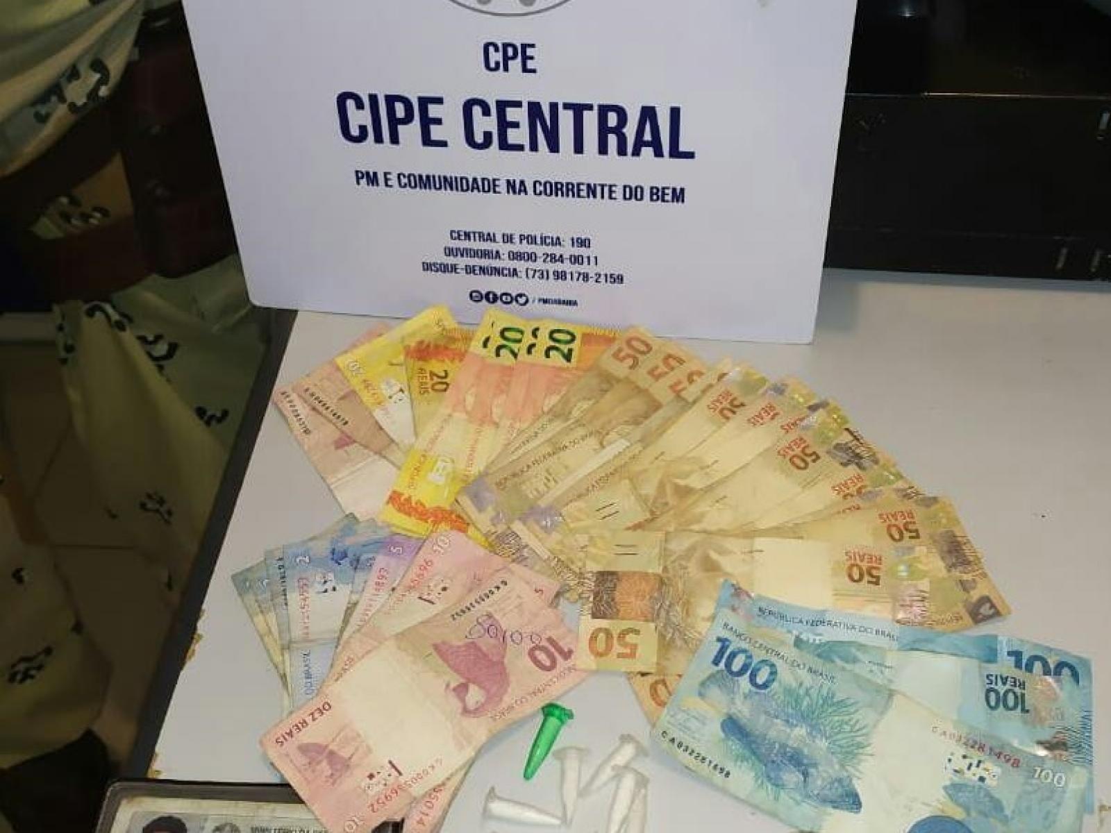 Cipe Central deteve no Km 100 uma pessoas com dinheiro e drogas