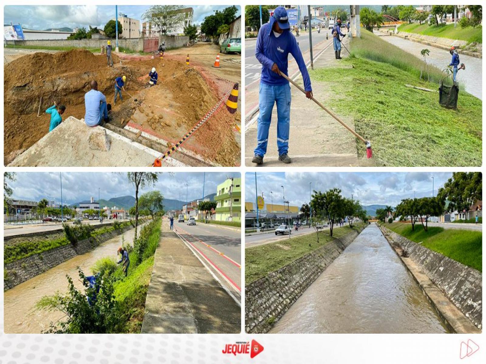 Prefeitura realiza obra de desassoreamento, limpeza e dragagem do leito do Rio Jequiezinho; Operação auxilia na redução das áreas de alagamento