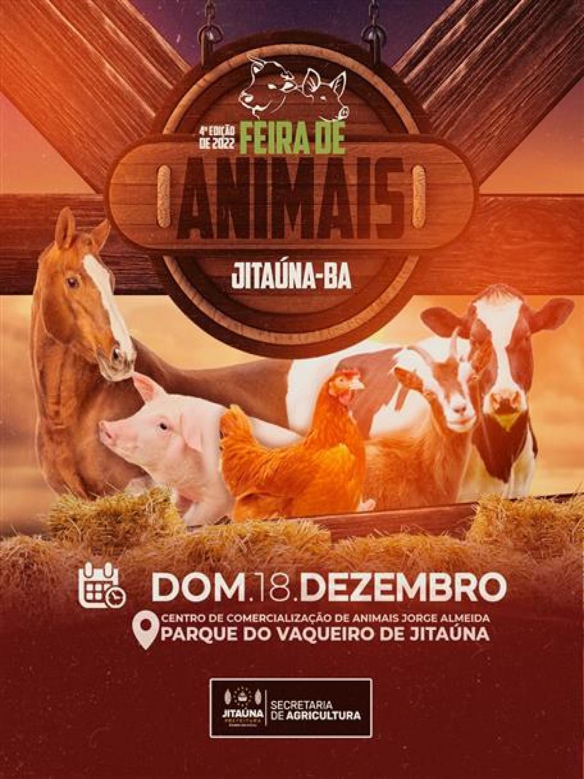 Prefeitura de Jitaúna realizará dia 18 de dezembro a 4ª Feira de Animais