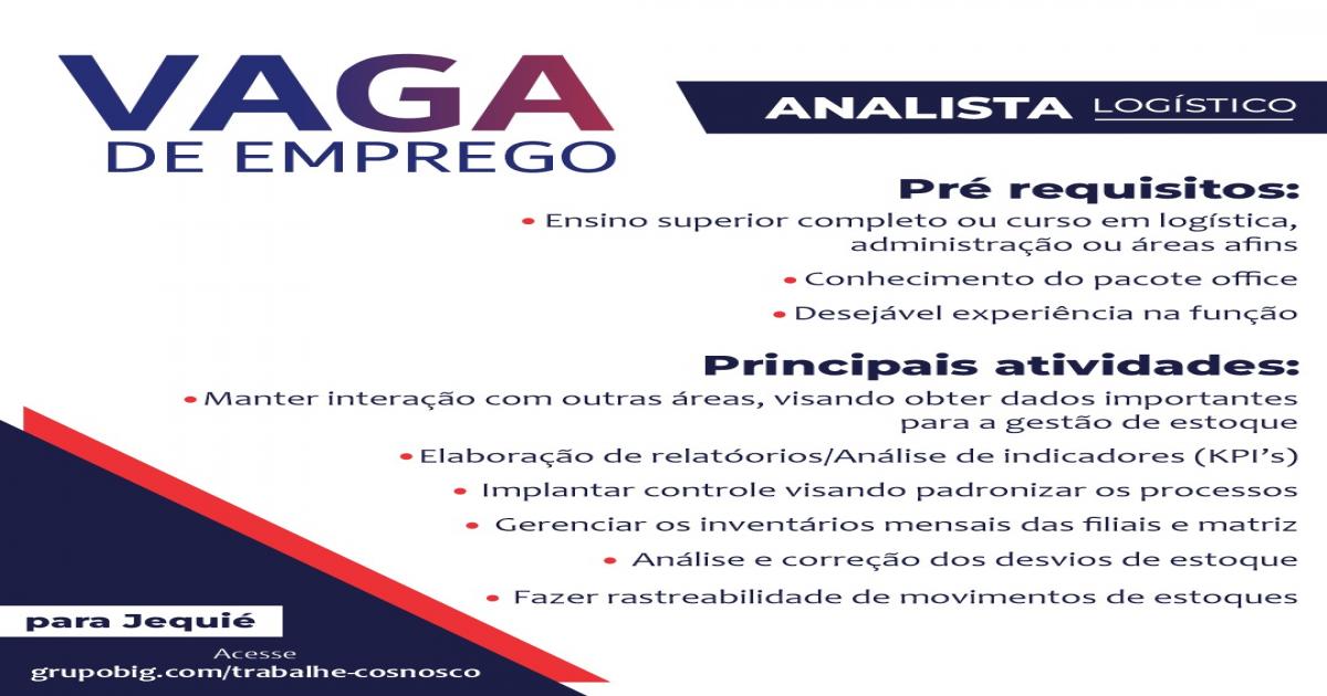 Grupo empresarial de Jequié está ofertando 5 vagas de trabalho