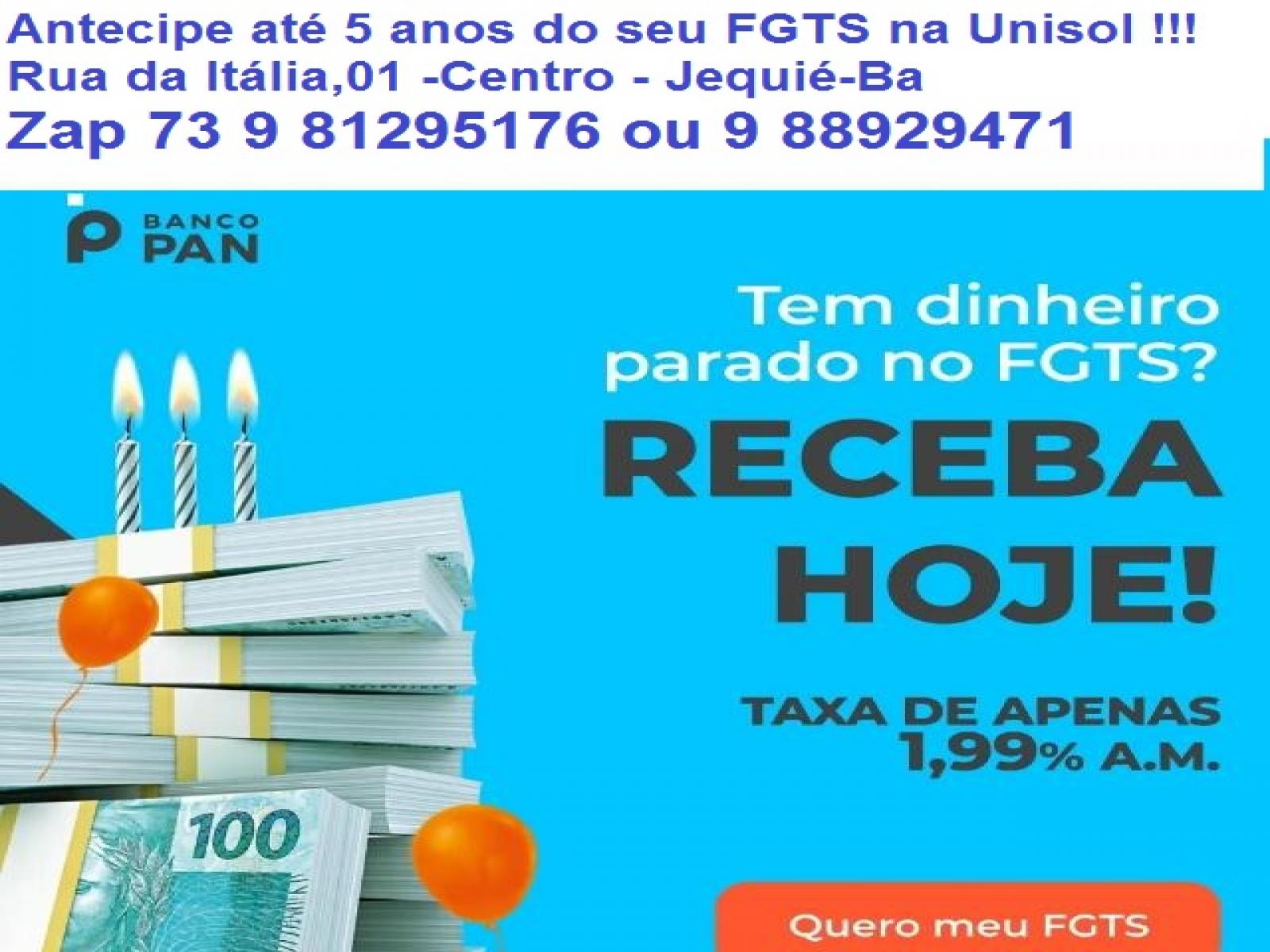 Unisol - antecipe seu FGTS em até 5 anos