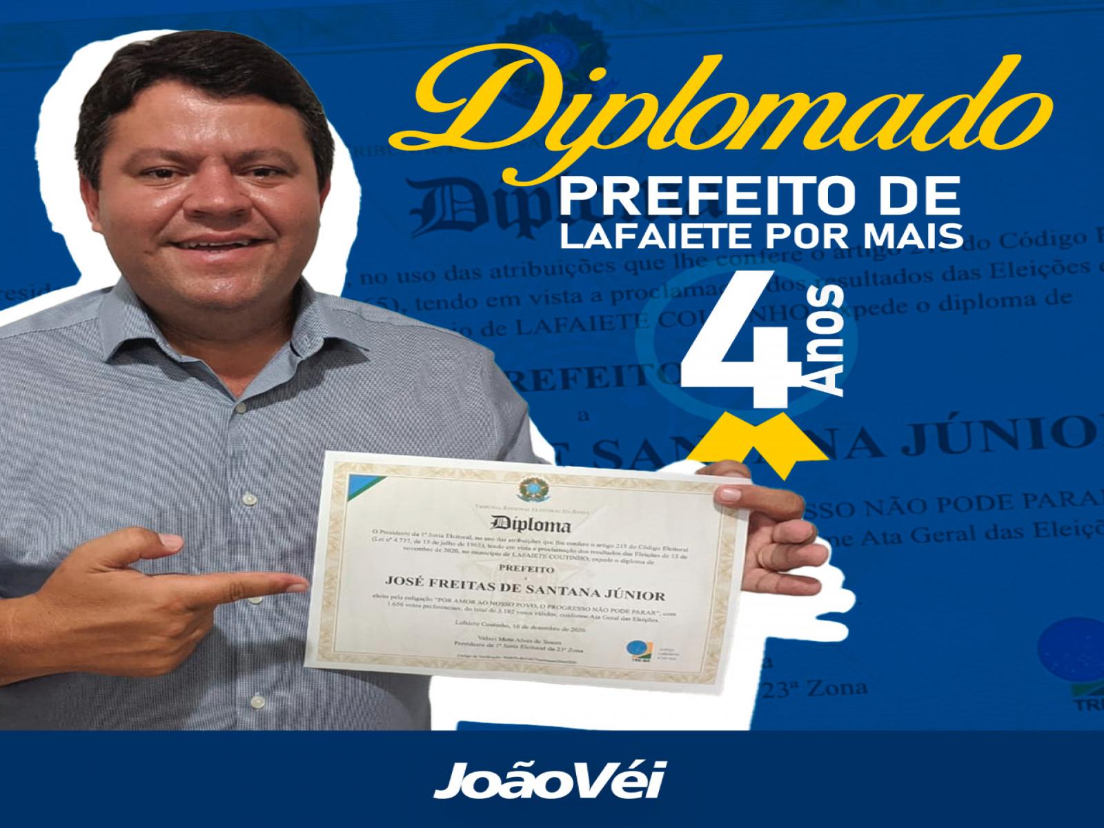 João Véi é diplomado Prefeito de Lafaiete Coutinho pelo TRE